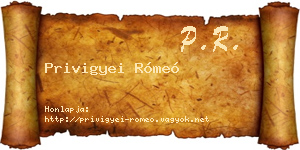 Privigyei Rómeó névjegykártya
